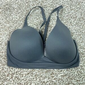 Victorias Secret Bra Womens 32DD Gray Lightly Lined Plunge T Shirt Wireless